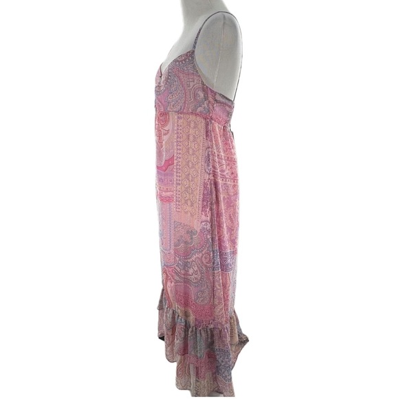 Zara womens dress size L multicolored patchwork paisley metallic hi-lo maxi - Picture 4 of 12